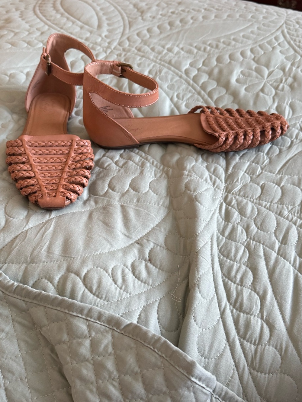 Women’s Braided Ankle-Strap Flat Sandals — tan